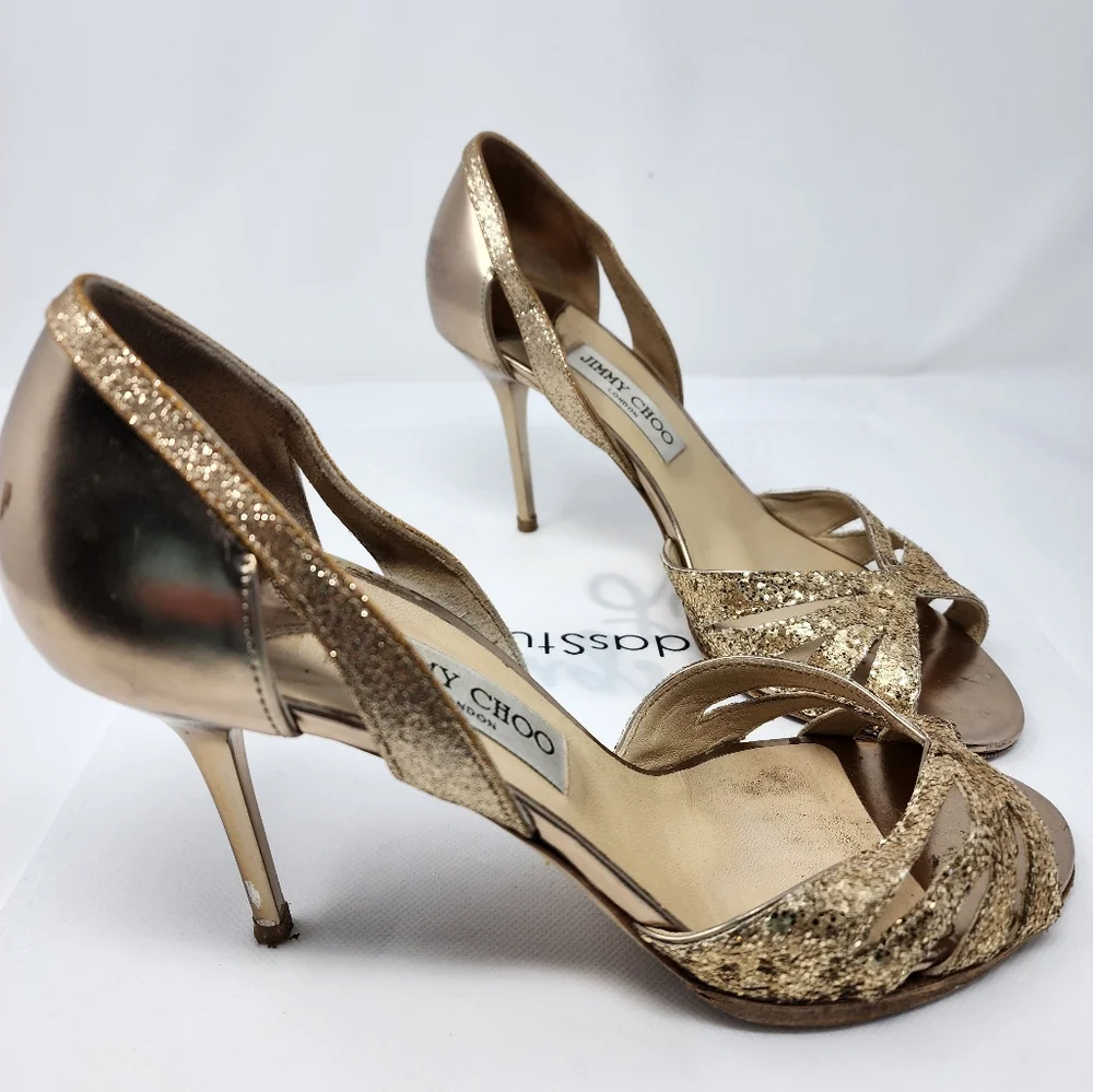 Jimmy Choo Gold Leather Pumps 39.5